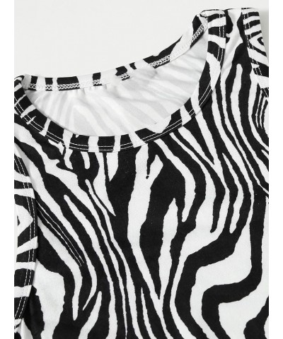 Women's Casual Crop Tank Top Zebra Print Crewneck Sleeveless Slim Fit Camisole Black and White $12.00 Tanks