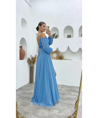 Women's Chiffon A-line Off Shoulder Bridesmaid Dresses with High Split Sweetheart Spaghetti Straps Evening Dress Taupe $28.07...