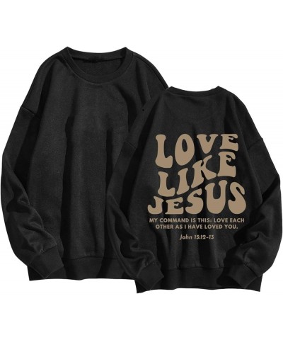 Jesus Loves You Oversized Sweatshirt For Women Crewneck Pullover Tops Loose Fit Casual Drop Shoulder Letter Hoodies Tshirts Z...