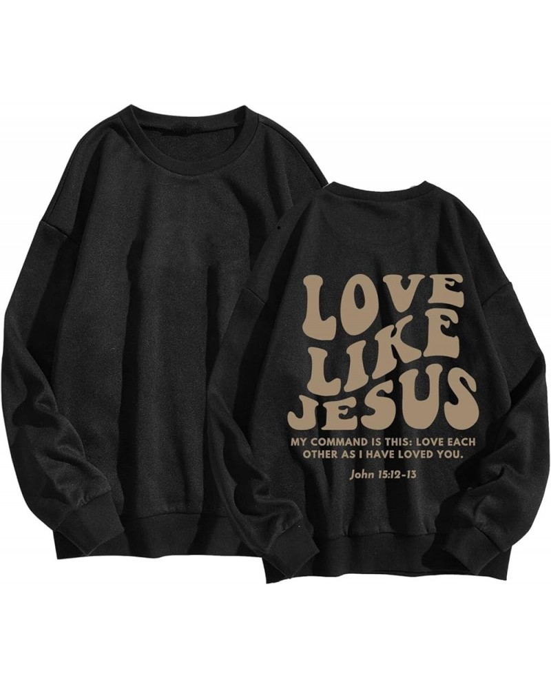 Jesus Loves You Oversized Sweatshirt For Women Crewneck Pullover Tops Loose Fit Casual Drop Shoulder Letter Hoodies Tshirts Z...