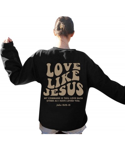 Jesus Loves You Oversized Sweatshirt For Women Crewneck Pullover Tops Loose Fit Casual Drop Shoulder Letter Hoodies Tshirts Z...