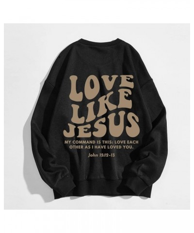 Jesus Loves You Oversized Sweatshirt For Women Crewneck Pullover Tops Loose Fit Casual Drop Shoulder Letter Hoodies Tshirts Z...