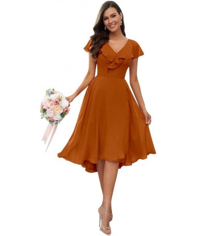 Women's V Neck Flutter Sleeve Bridesmaid Dresses with Pockets Chiffon A-Line Pleated High Low Formal Gown Burgundy $23.10 Dre...