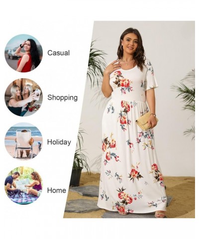 Women's Plus Size Casual Dresses Short Sleeve Maxi Dress XL-6XL with Pockets Red Tie-dye $21.59 Dresses