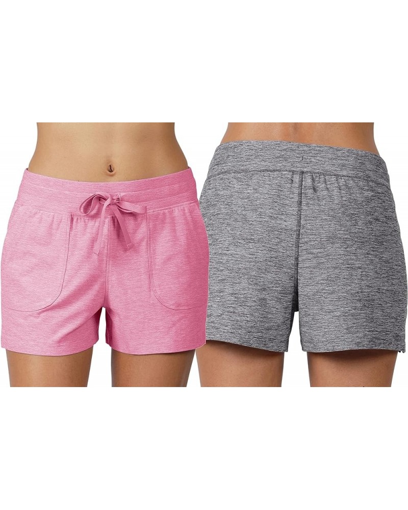 Lightweight Lounge Shorts - Casual Summer Jersey Shorts for Women Heather Festival Fuchsia / Heather Charcoal $12.97 Sleep & ...