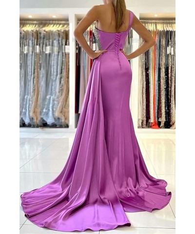 Women's One Shoulder Sequin Mermaid Prom Dresses Satin Ruched Ball Gowns Long Formal Evening Party Dress Ivory $38.99 Dresses