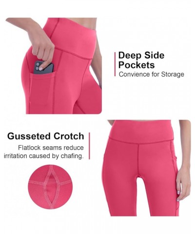 Professional Leggings for Women (Ultra Soft Stretch) High Waisted Yoga Pants Tummy Control with Pockets Rose Red $7.50 Leggings