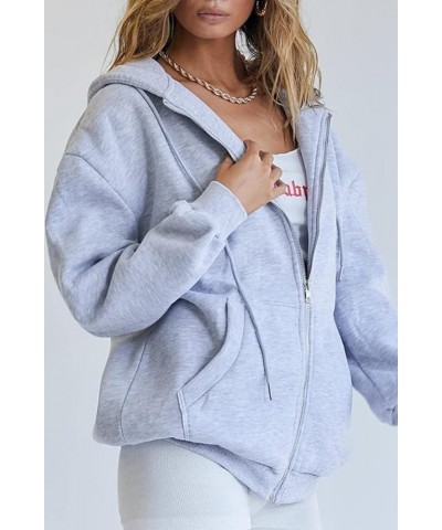 Womens Zip Up Hoodies Oversized Sweatshirt Hoodie Cute Fall Casual Drawstring Jacket with Pockets Grey $10.23 Hoodies & Sweat...