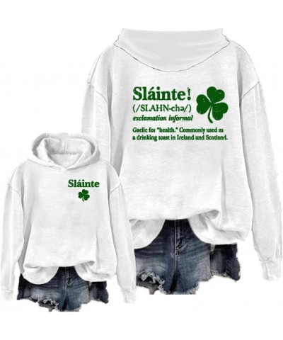 Slainte St Patrick's Day Print Sweatshirt for Women Health Funny Saying Drinking Toast Saint Paddys Shirts White $15.63 Activ...