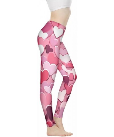 Ethnic Floral Artwork Print Women's High Waist Fashion Capri Leggings Skinny Pants for Yoga Running XS-3XL Pink Love Hearts $...