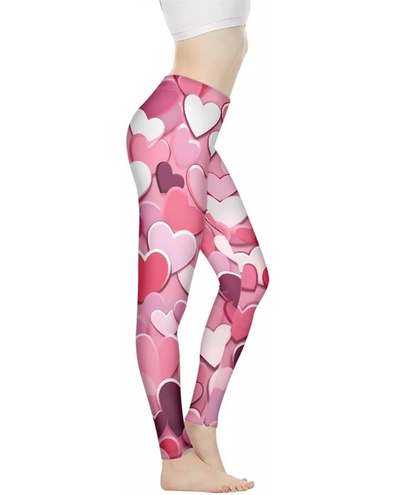 Ethnic Floral Artwork Print Women's High Waist Fashion Capri Leggings Skinny Pants for Yoga Running XS-3XL Pink Love Hearts $...