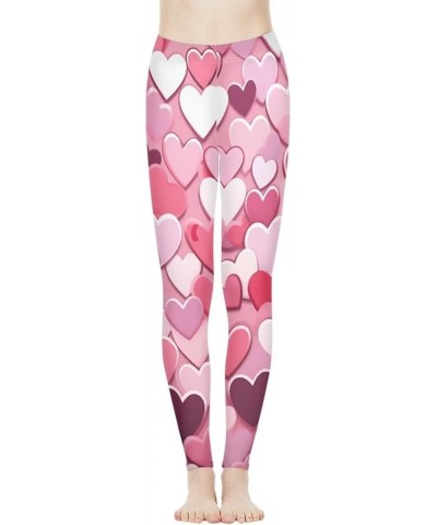 Ethnic Floral Artwork Print Women's High Waist Fashion Capri Leggings Skinny Pants for Yoga Running XS-3XL Pink Love Hearts $...