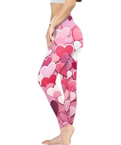 Ethnic Floral Artwork Print Women's High Waist Fashion Capri Leggings Skinny Pants for Yoga Running XS-3XL Pink Love Hearts $...