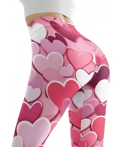 Ethnic Floral Artwork Print Women's High Waist Fashion Capri Leggings Skinny Pants for Yoga Running XS-3XL Pink Love Hearts $...