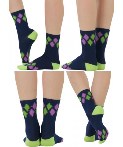 Women's Pack of 6 or 12 Fashion Printed Crew Socks 6 Pair Pack: Simple Argyle $10.99 Socks