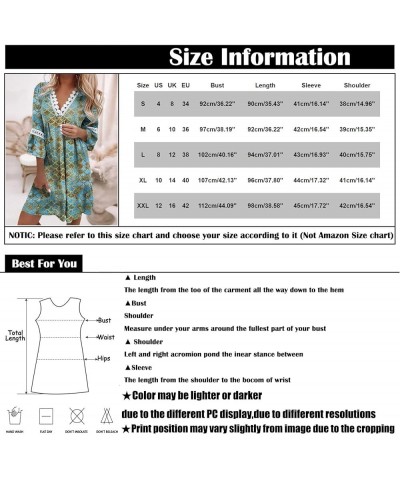 Women's Summer Dresses Fashion V-Neck Printed Lace Patchwork Bohemian Casual Resort Dress Party Dresses 2023 7-gray $11.99 Dr...