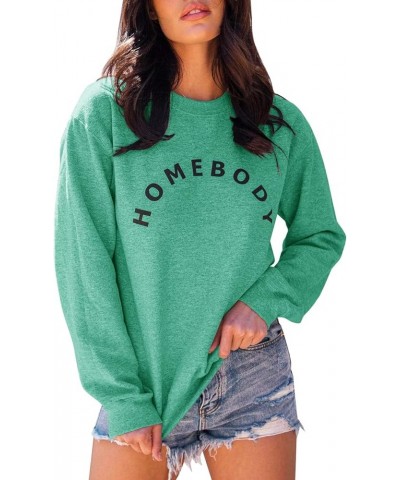 Womens Graphic Sweatshirt Crew Neck Solid Color Long Sleeve Casual Loose Letter Pullover Tops Green $13.49 Hoodies & Sweatshirts