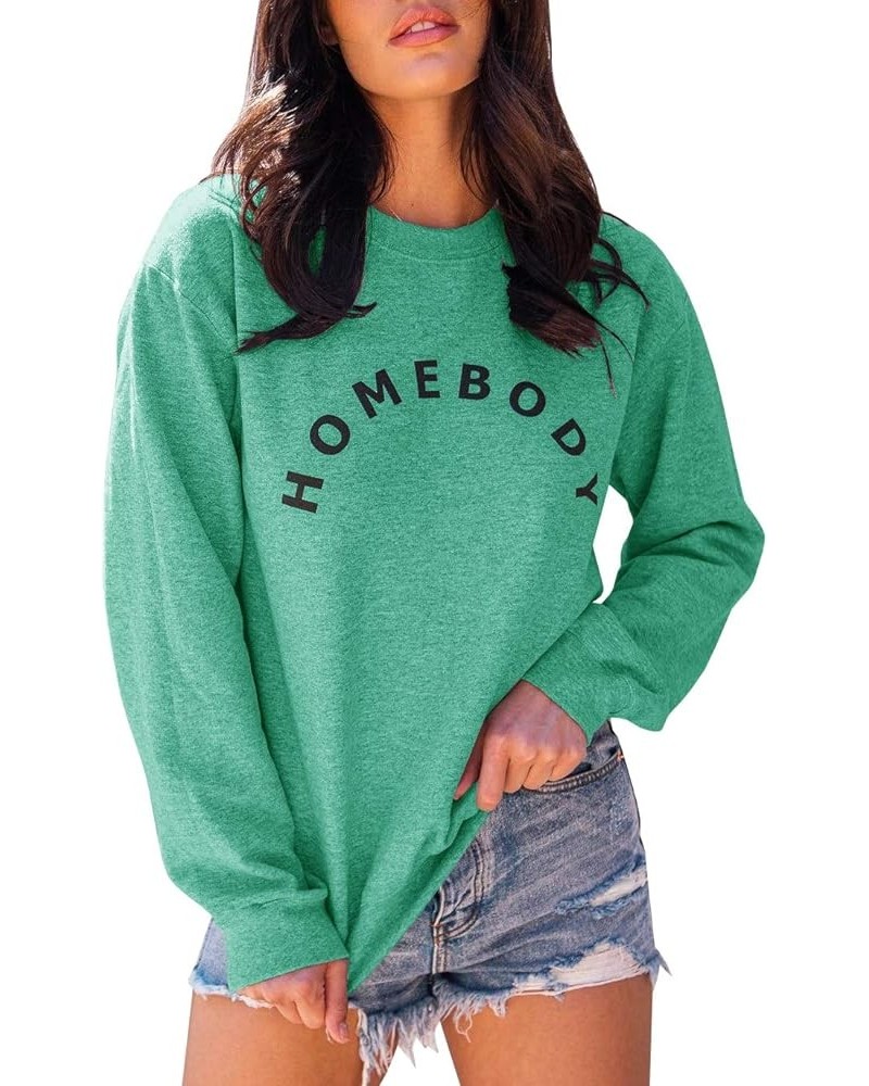 Womens Graphic Sweatshirt Crew Neck Solid Color Long Sleeve Casual Loose Letter Pullover Tops Green $13.49 Hoodies & Sweatshirts