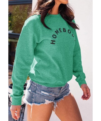 Womens Graphic Sweatshirt Crew Neck Solid Color Long Sleeve Casual Loose Letter Pullover Tops Green $13.49 Hoodies & Sweatshirts