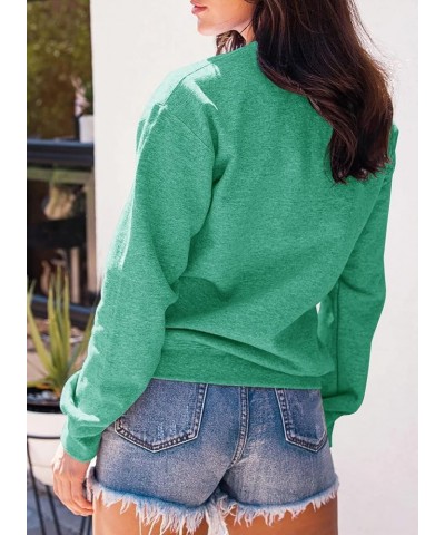 Womens Graphic Sweatshirt Crew Neck Solid Color Long Sleeve Casual Loose Letter Pullover Tops Green $13.49 Hoodies & Sweatshirts