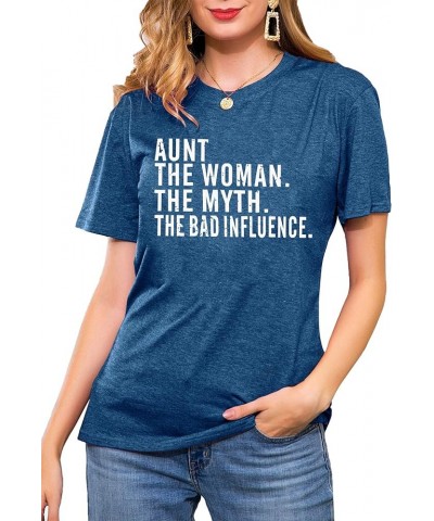 Aunt Shirts for Women Auntie T-Shirt Aunt to Be Gifts Casual Letter Print Tee Tops Aunt Gift Funny Saying Dark Blue $11.27 T-...