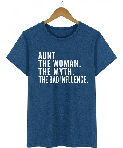 Aunt Shirts for Women Auntie T-Shirt Aunt to Be Gifts Casual Letter Print Tee Tops Aunt Gift Funny Saying Dark Blue $11.27 T-...