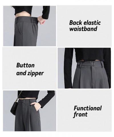 Women's Half Elastic Waist Straight Leg Trousers Office Dress Pants, X-Small - X-Large Light Gray $19.36 Pants