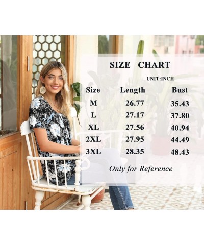 2024 Women's Summer Tunic Top Short Sleeve Casual Tshirts Pleated Loose Blouses for Leggings Leaf Green $10.25 Tops