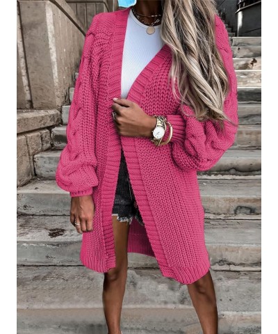 Womens 2023 Winter Fall Casual Open Front Knit Long Cardigans Sweaters Coats Rose $18.49 Sweaters