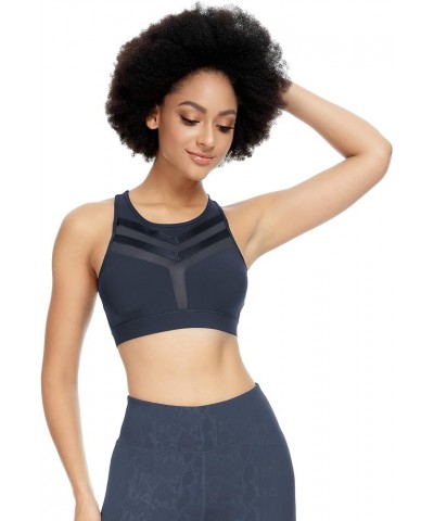 Sports Bra Longline Padded Bra Yoga Crop Tank Tops Fitness Workout Bra for Women Dark Blue -8203b $12.31 Activewear