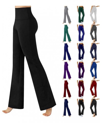 Flare Yoga Pants for Women Baggy Soft Flare Leggings with Pockets Stretch High Waisted Straight Wide Leg Lounge Pants C0003-b...