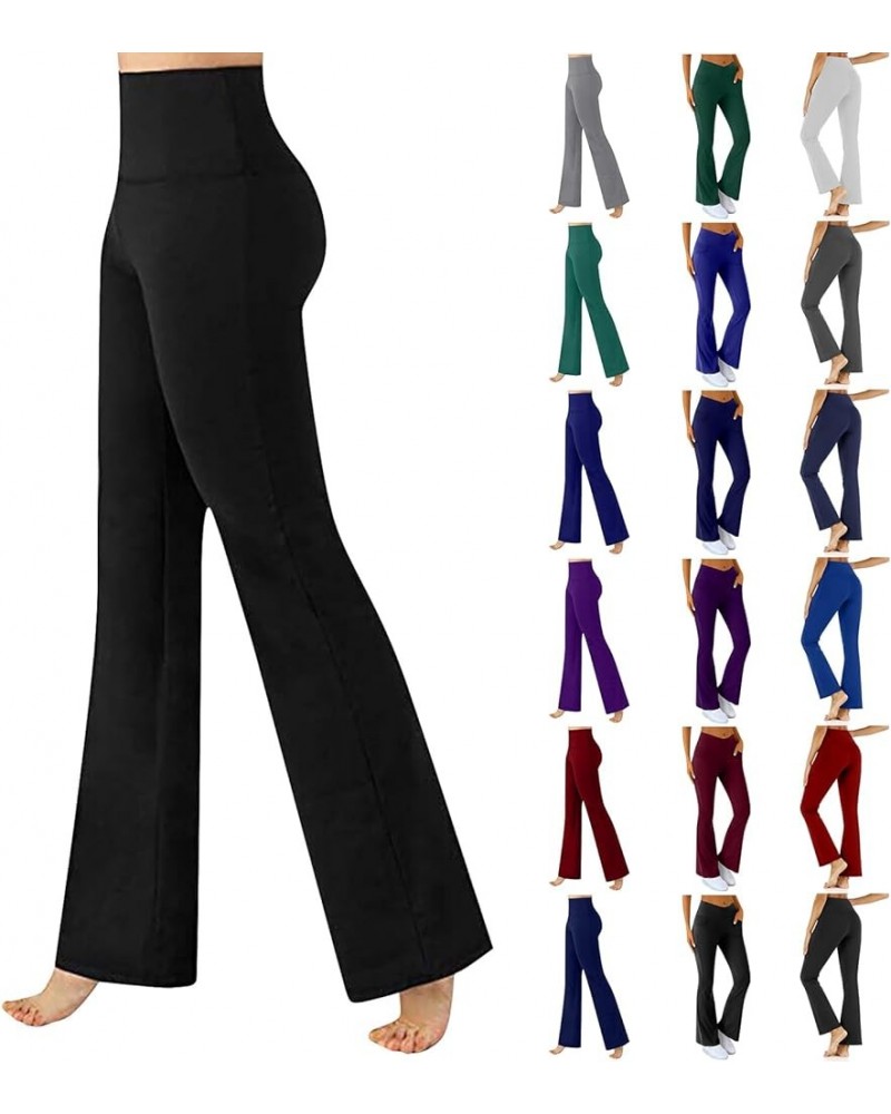 Flare Yoga Pants for Women Baggy Soft Flare Leggings with Pockets Stretch High Waisted Straight Wide Leg Lounge Pants C0003-b...