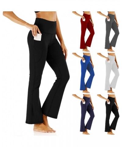 Flare Yoga Pants for Women Baggy Soft Flare Leggings with Pockets Stretch High Waisted Straight Wide Leg Lounge Pants C0003-b...