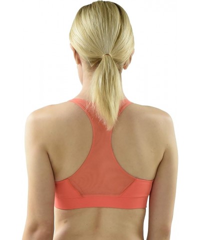 Women UPF50+ Swim Front Zip Crop Tank Bra Short Top Sports Bras Swimsuit Rash Guard (RFZST) Coral $9.90 Swimsuits