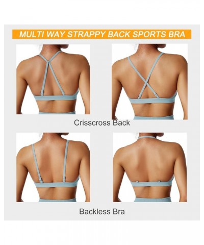 Women Workout Sports Bras Criss Cross Padded Support Yoga Bra Fitness Crop Tank Tops Light Blue-4 $11.79 Lingerie