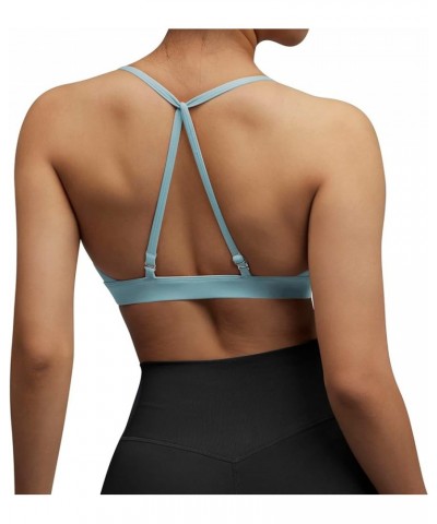 Women Workout Sports Bras Criss Cross Padded Support Yoga Bra Fitness Crop Tank Tops Light Blue-4 $11.79 Lingerie