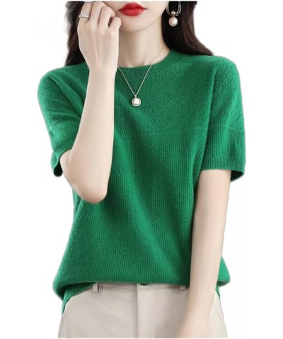 2023 Womens Summer Sweaters Lightweight Crew Neck Casual Elegant Knitted Pullover Tops Short Sleeve Sweater Tshirts Green $13...