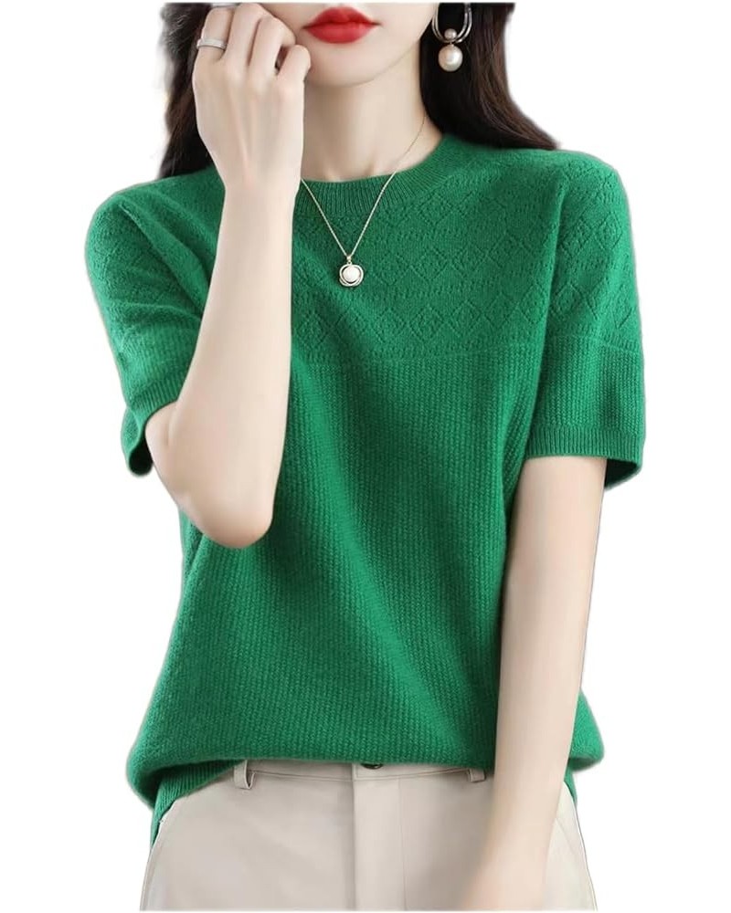 2023 Womens Summer Sweaters Lightweight Crew Neck Casual Elegant Knitted Pullover Tops Short Sleeve Sweater Tshirts Green $13...