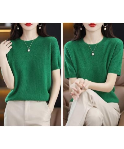 2023 Womens Summer Sweaters Lightweight Crew Neck Casual Elegant Knitted Pullover Tops Short Sleeve Sweater Tshirts Green $13...