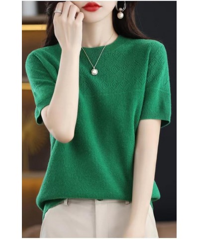 2023 Womens Summer Sweaters Lightweight Crew Neck Casual Elegant Knitted Pullover Tops Short Sleeve Sweater Tshirts Green $13...