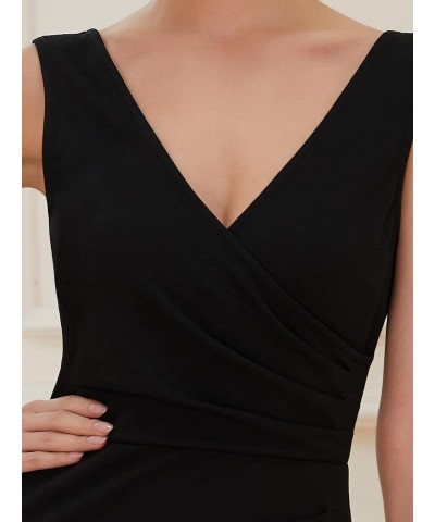 Women's V Neck Split Sleeveless Elastic Long Formal Dresses 00007 Black $12.04 Dresses