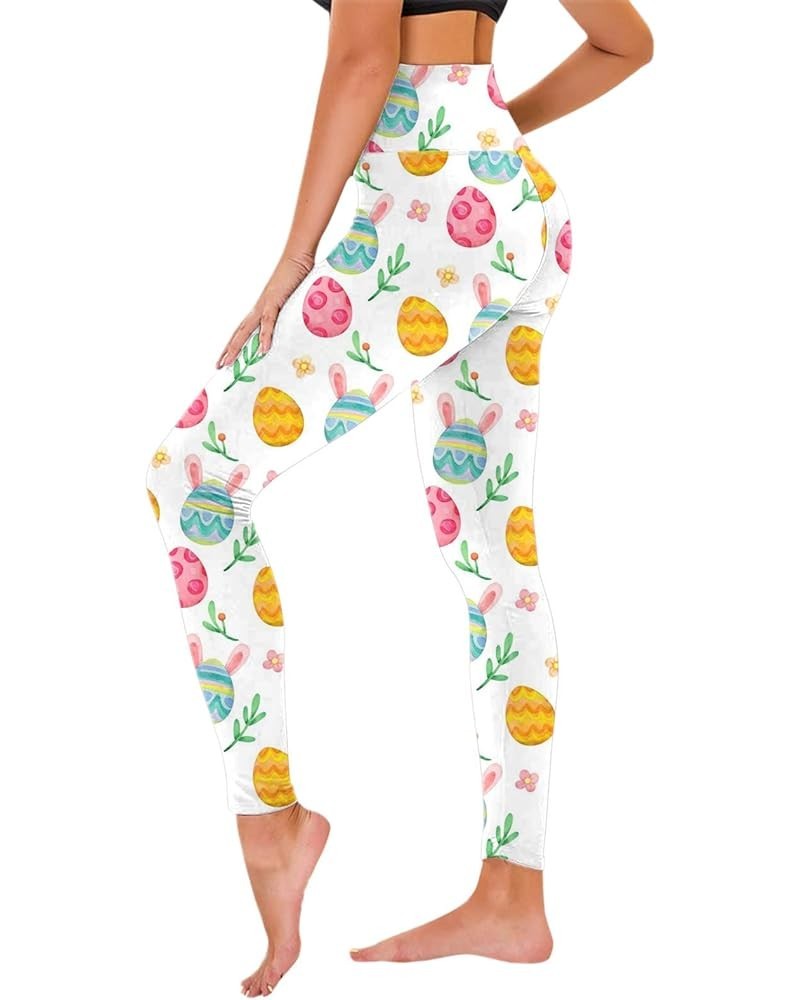 Easter Day Workout Leggings for Women Colorful Easter Eggs Lounge Pants Bunny Rabbit Funny Graphic High Waist Yoga Pants 01-l...