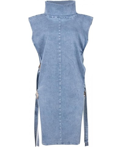 Women Distressed Boyfriend Denim Dress Casual Sleeveless Jean Dress Cute Cowgirl Summer Outfits 01-blue $20.87 Dresses