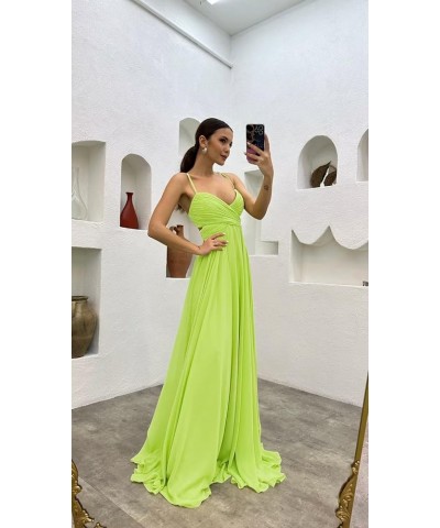 Long Spaghetti Straps Chiffon Bridesmaid Dresses V Neck Formal Wedding Guest Dresses for Women A Line Evening Gowns Champagne...