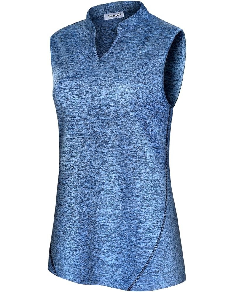 Womens Golf Shirt Moisture Wicking V Neck Athletic Loose Yoga Workout Polo Shirt Sleeveless Blue $13.33 Shirts