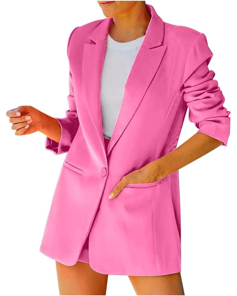 Blazers for Women Business Casual Long Sleeve Suit Jacket Button Business Casual Blazer Lightweight Elegant Tops Pink $6.22 J...