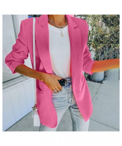 Blazers for Women Business Casual Long Sleeve Suit Jacket Button Business Casual Blazer Lightweight Elegant Tops Pink $6.22 J...