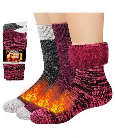 Thermal Socks for Women and Men Heat Trapping Warm Winter Socks Women-3 Pairs/Rose/Burgundy/Dark Grey $9.90 Activewear