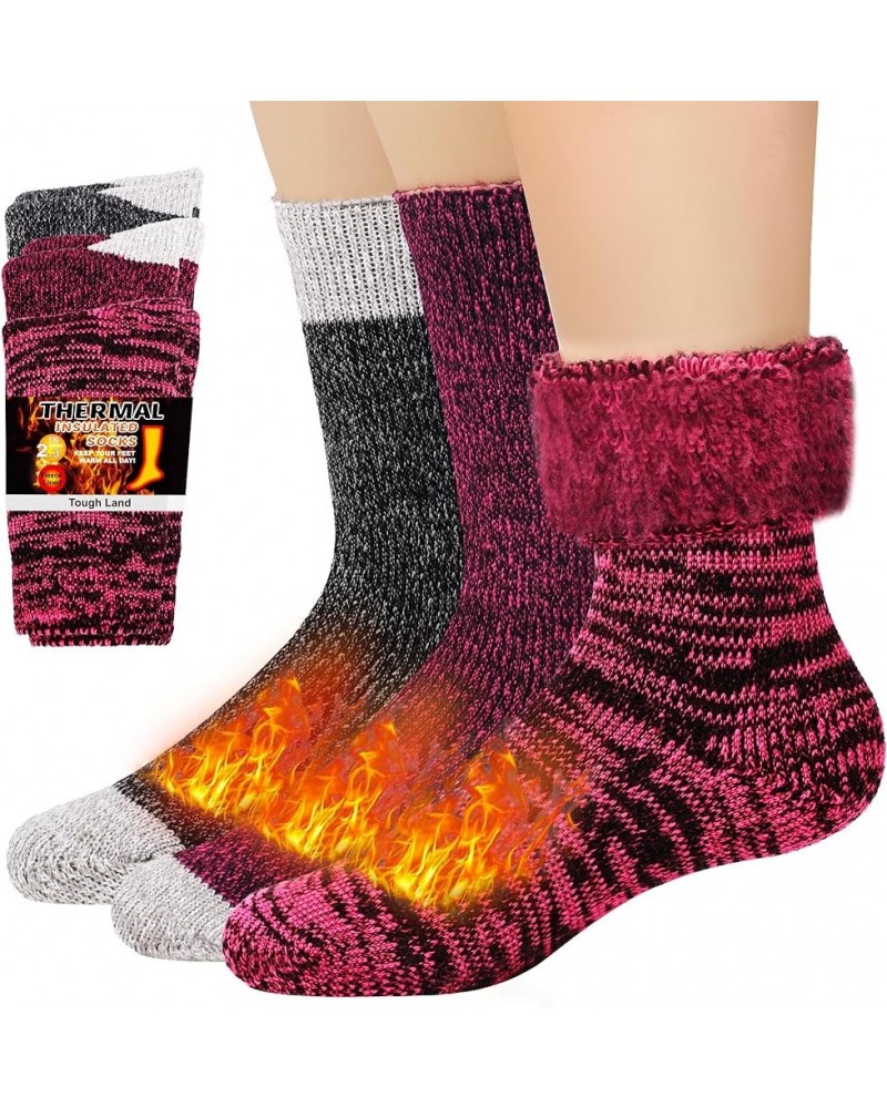 Thermal Socks for Women and Men Heat Trapping Warm Winter Socks Women-3 Pairs/Rose/Burgundy/Dark Grey $9.90 Activewear