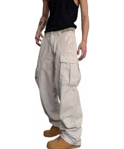 Y2k Pants Men Gothic Baggy Cargo Pants Streetwear Grunge Hip Hop Joggers Trousers Parachute Pants for Men 2s-white $14.51 Pants